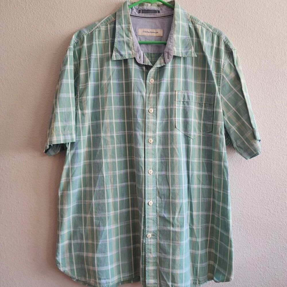 Tommy Bahama Shirt Mens 2XL Plaid Short Sleeve Button Up Casual
